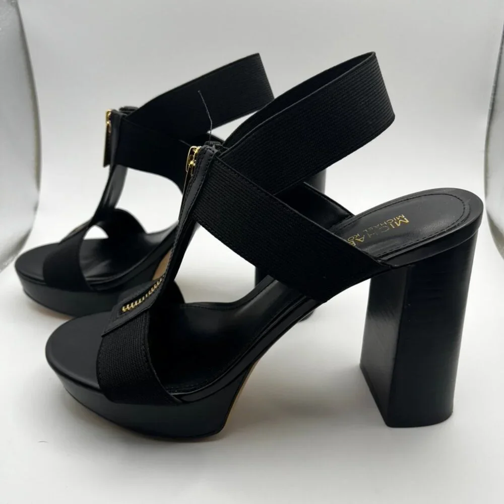 Michael Kors Black Sandals with Gold Zipper - Picture 4 of 12